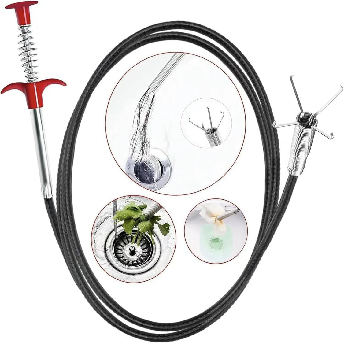 LanJi Drain Snake Clog Remover 63in & 33in - Flexible Spring Pipe Dredging Tool for Toilet, Sewer, Shower & Kitchen