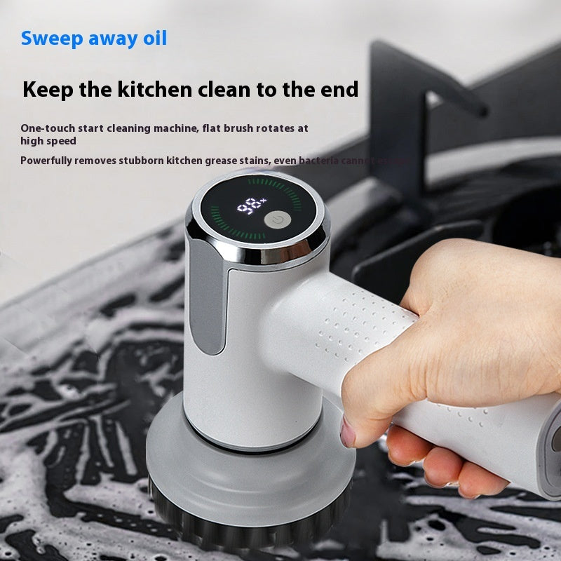 Smart Display Electric Cleaning Brush – Waterproof Cordless Multi-Functional Kitchen & Sink Spin Scrubber Tool