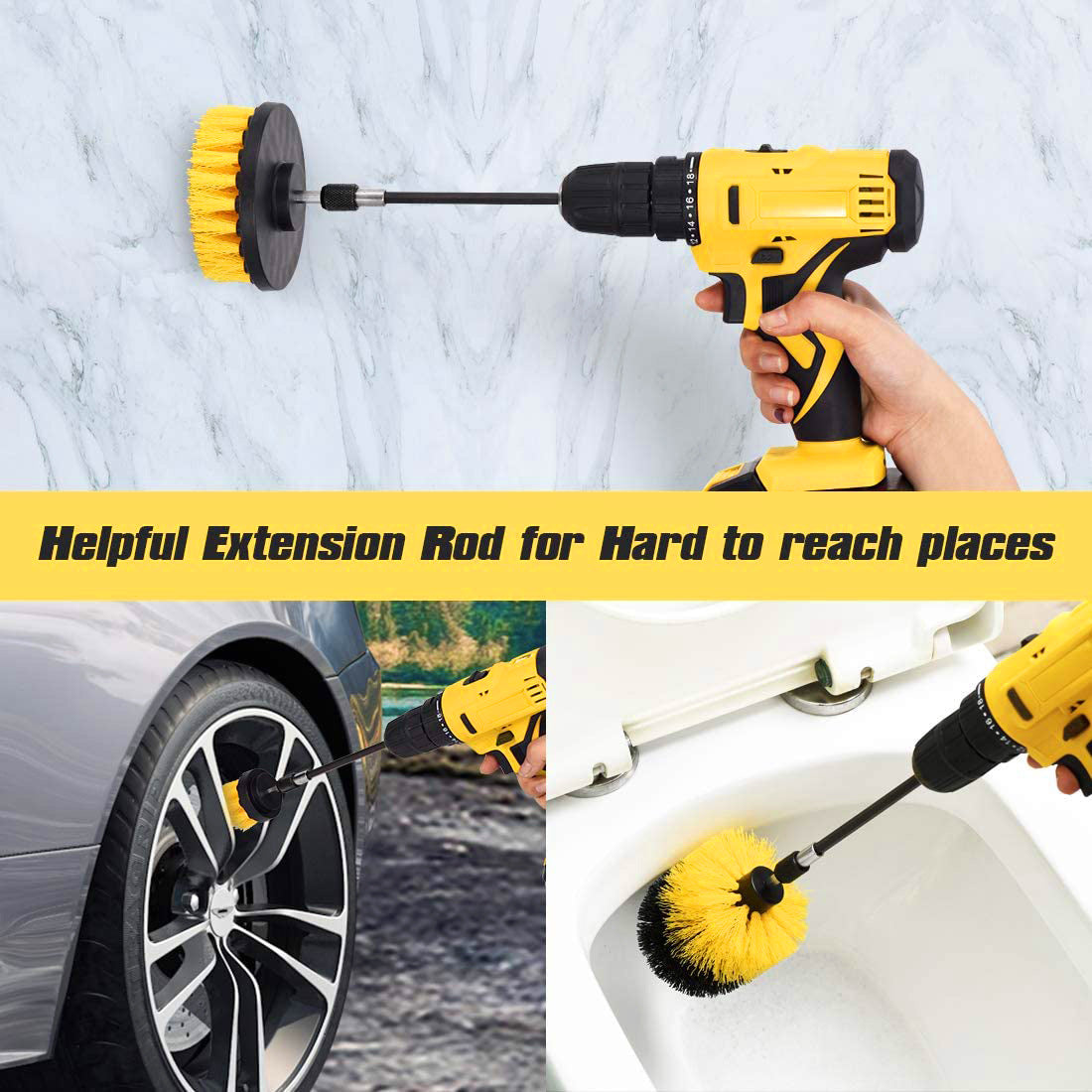 Electric Drill Cleaning Brush Set – Power Scrubber Drill Attachments for Bathroom, Kitchen, Tiles & Car Detailing